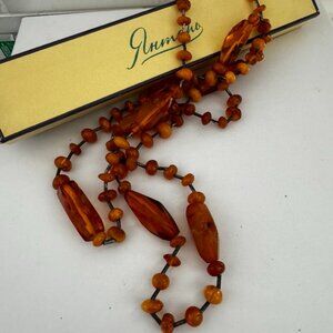 Vintage Baltic Amber Necklace Honey Butterscotch Oval Barrel Round Beads 64g